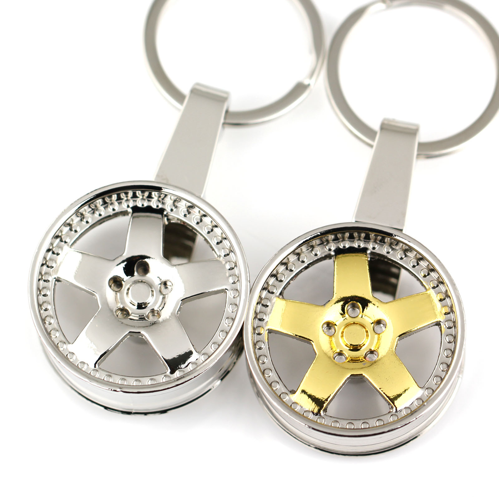 创意汽车配件改装 旋转汽车轮胎轮毂模型钥匙扣 钥匙链钥匙环