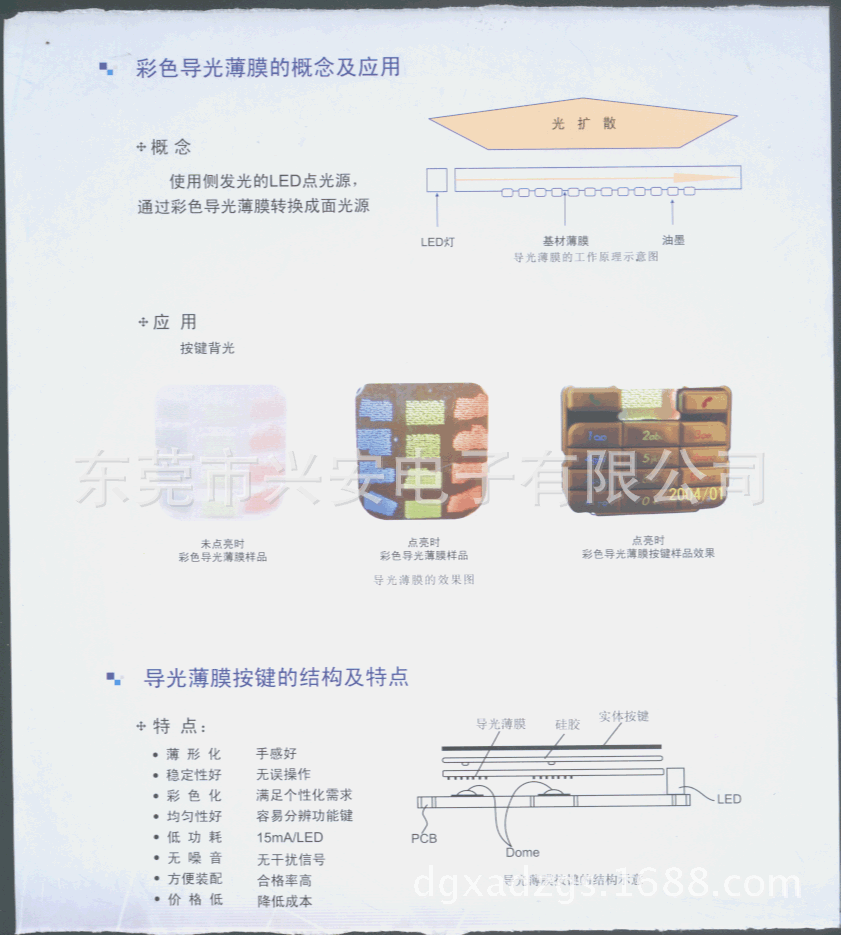 供应锅仔片、导光膜组合