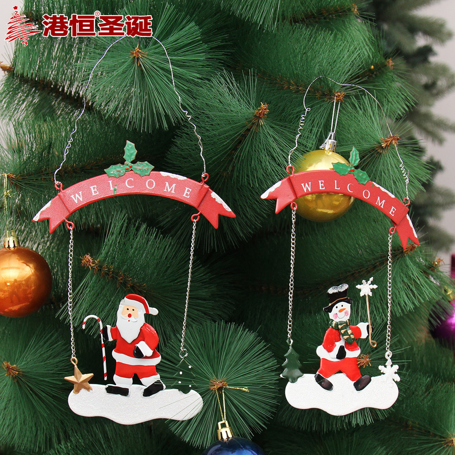 Hong Kong Heng Navidad hierro decorativo colgante 30x15cm hierro pintado Santa Claus colgante 20g