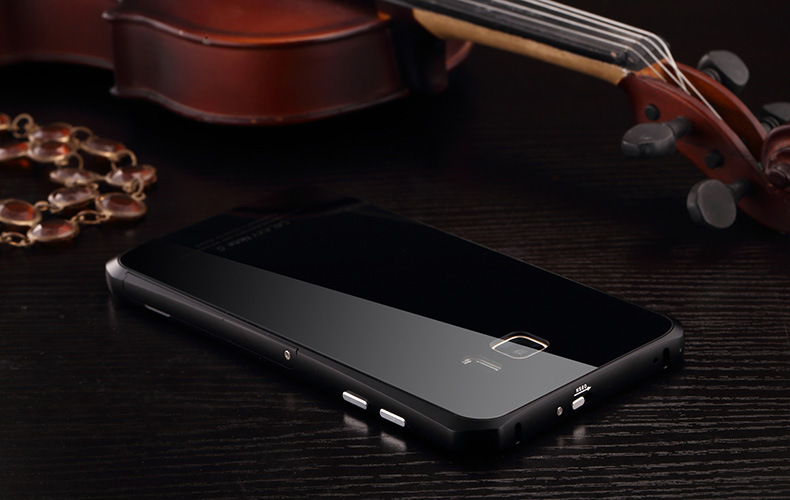 Luphie Aircraft Aluminum Metal Frame 9H Tempered Glass Back Cover Case with Kickstand for Samsung Galaxy Note 5 N9200