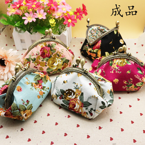 Canvas cloth art creative zero purse small coin purse hand bag mouth gold material bag key card bag wholesale