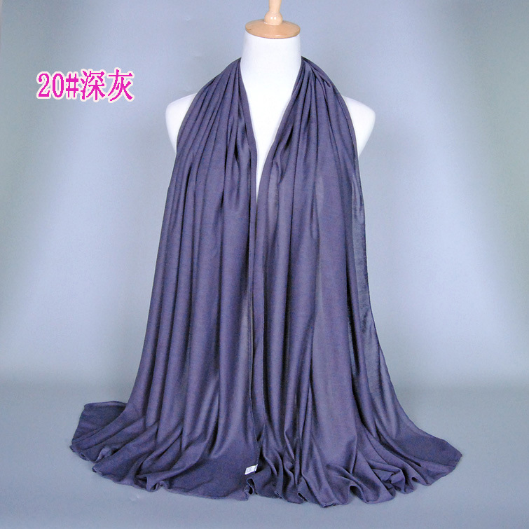 #20深灰 - 新款民族风围巾单色汗布BS82