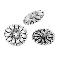 Factory direct supply foreign trade ancient gold and silver lead-free nickel-free sunflower shape environmentally friendly metal buttons with foot hooks