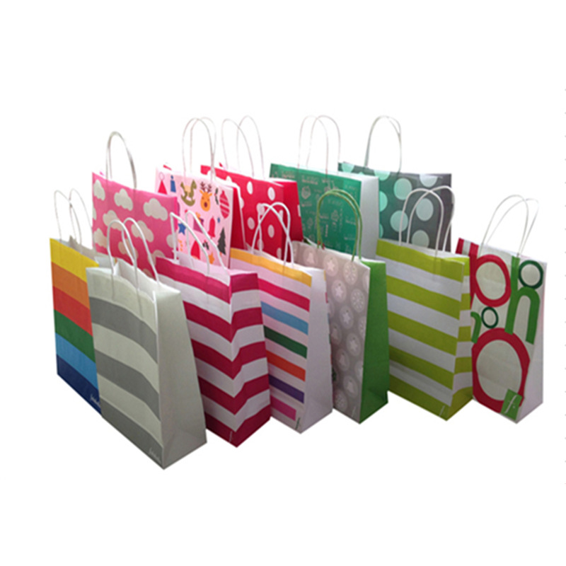 定制彩色印刷纸袋 手提纸袋 中号环保 圣诞节牛皮纸礼品袋定制