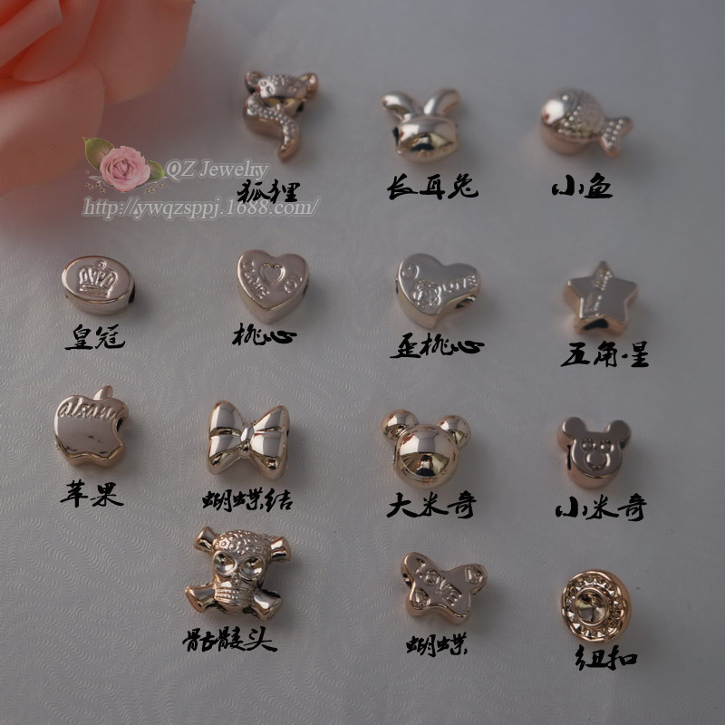 金色电镀亚克力大孔珠饰品配件 手工diy箱包鞋扣串珠工艺品珠子详情图9