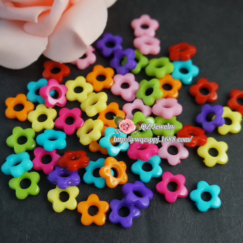 diy children's jewelry accessories, handcrafted cartoon beaded acrylic hollow five-leaf flower girls' versatile jewelry detail image 5