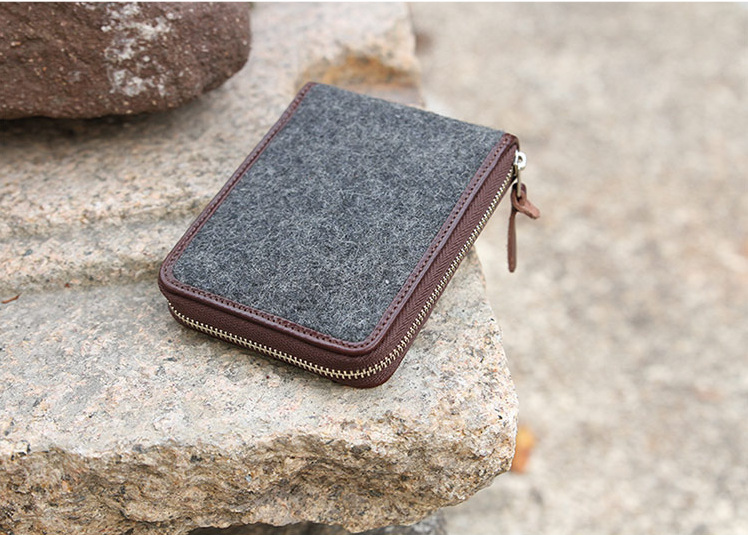 厂家生产 时尚外贸新款毛毡钱包 毛毡卡包  可加logo印刷