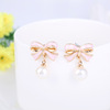 Accessory, earrings with bow, ear clips from pearl, wholesale, no pierced ears