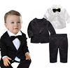 Autumn bow tie for early age for boys, dress, set, children's clothing, wholesale, European style, long sleeve