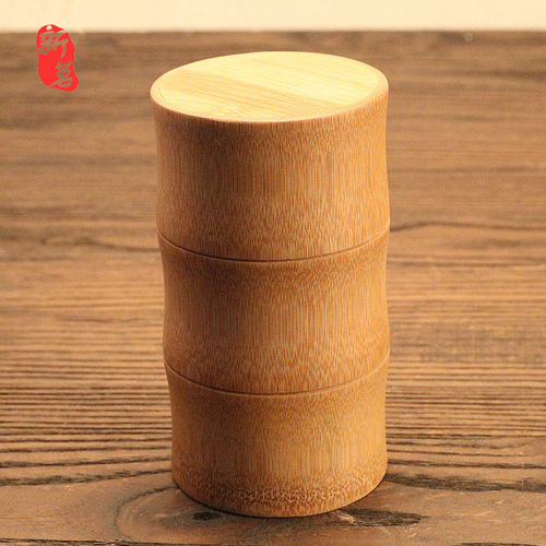 Handmade Bamboo Tea Can, Bamboo Sectional Portable Sealed Tea Can for Travel and Home Use