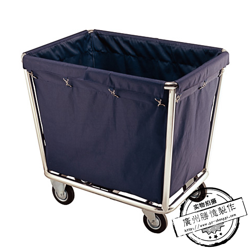 布草袋宾馆酒店客房工作车 不锈钢加固锥形布草车 帆布袋房口车|ms
