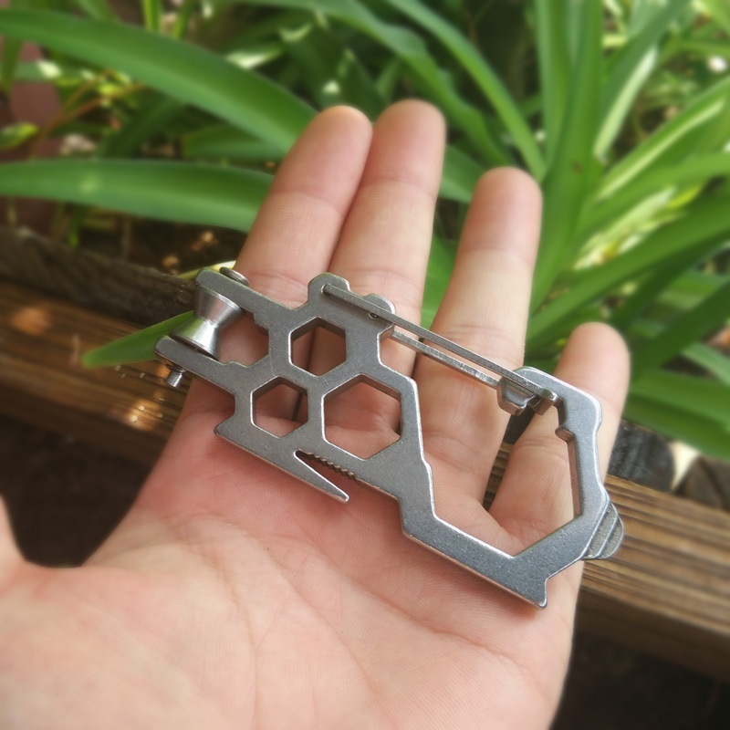 EDC 户外用品 快挂 不锈钢安全扣 多功能登山扣 带滑轮加强版