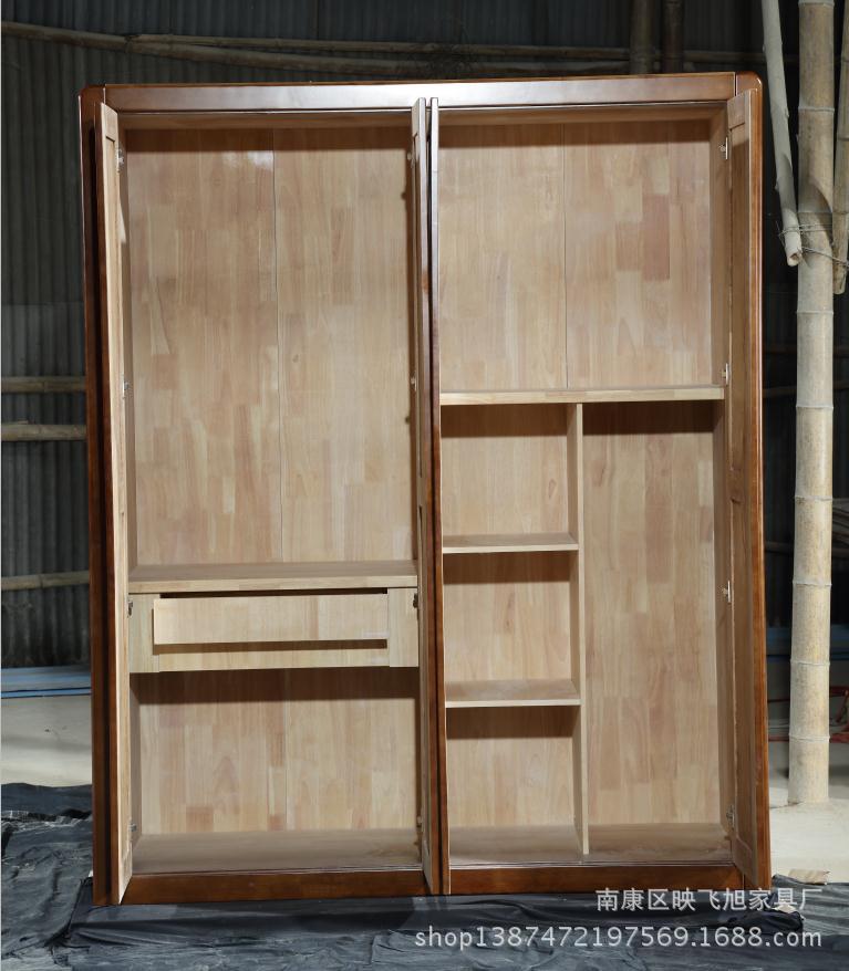 新品上市橡木实木衣柜 四门橡木衣柜 简易衣柜实木 卧室套房系列