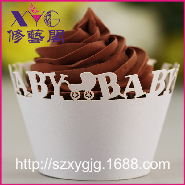 生日蛋糕纸围边 激光镂空英文baby款蛋糕纸杯 创意婚庆用品