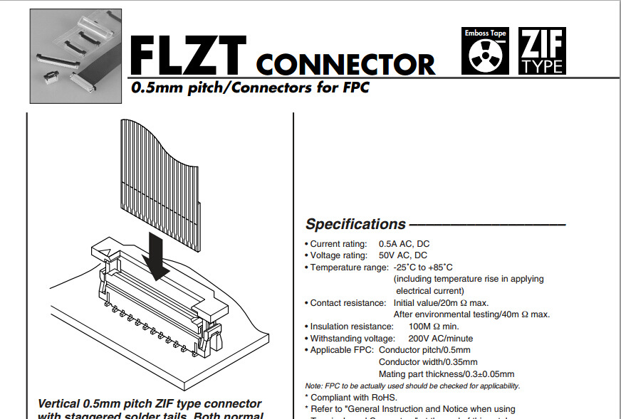 现货JST/20FLZT-SM1-GB-TF连接器FFC TOP 20POS 0.50MM原装正品