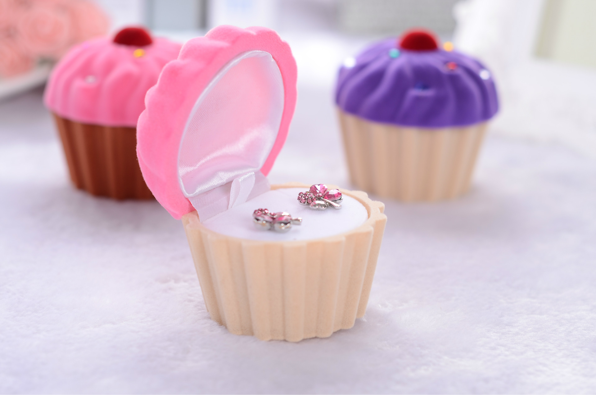 Ice Cream Pattern 1 Piece Cute Ice Cream Flannel Jewelry Boxes
