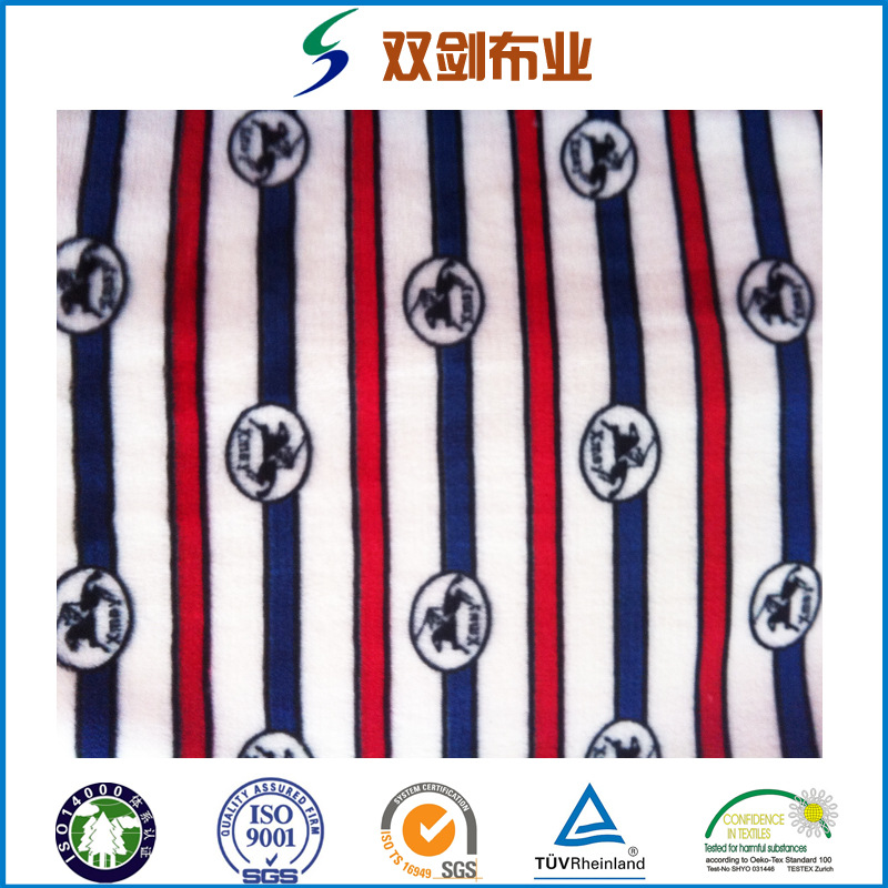 高品质毛毯睡衣面料 珊瑚绒 印花 剪花 胶印