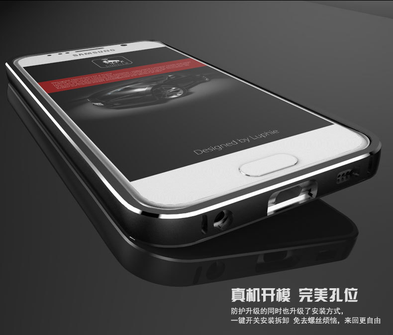 Luphie Aircraft Aluminum Metal Frame 9H Tempered Glass Back Cover Case for Samsung Galaxy S6 G9200