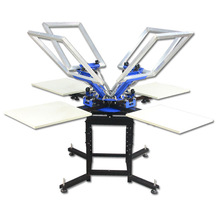 经济型4色4工位立式四色双轮转丝印机 四色丝网印花机厂家直销