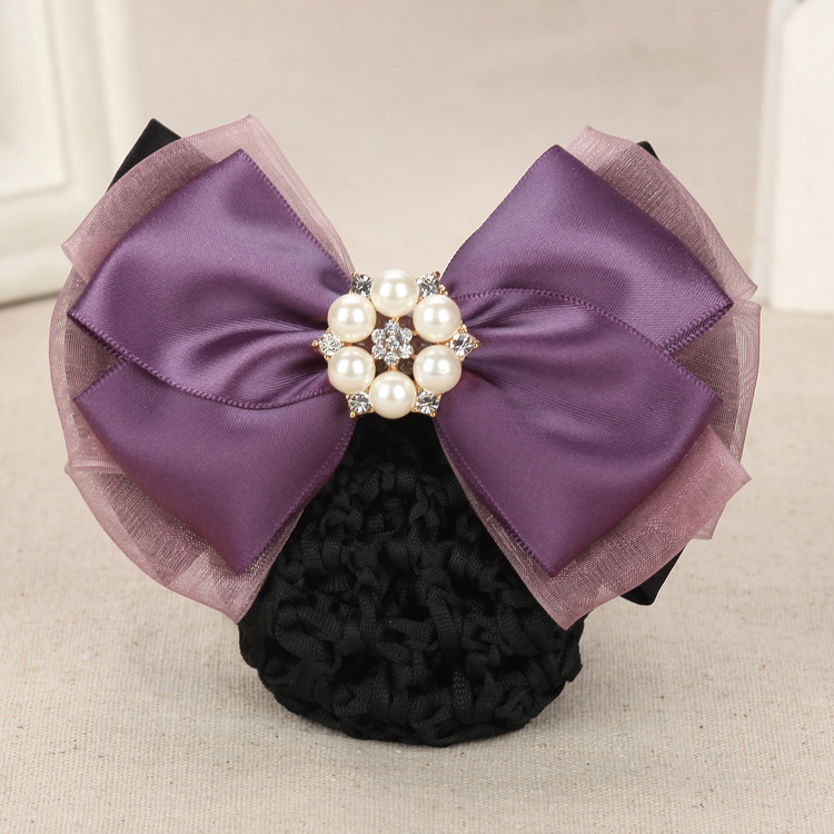 Hangsheng Professional Hair Salon Korean version pearl hair accessory Nurse Hair Net Bag Hotel Work hair clip pic 26