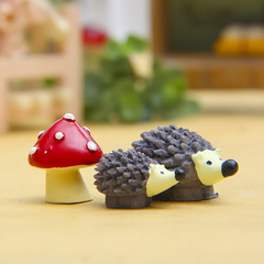 Three-Piece Set Hedgehog Mushroom Micro Terrarium Succulent Ornament Garden Decor Miniature Landscape Potted Plant Gardening Accessory