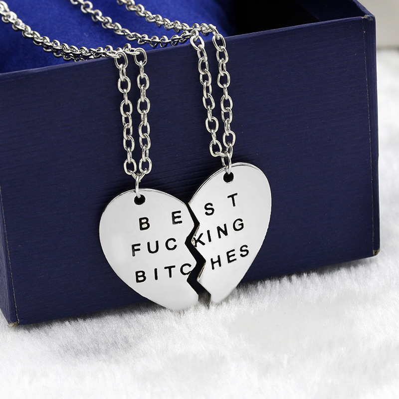 The new pendant necklace Best Fucking Bitches broken heart necklace wholesale