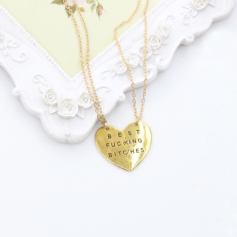The new pendant necklace Best Fucking Bitches broken heart necklace wholesale