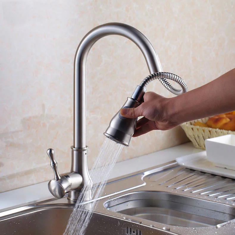 Factory bathroom sink, pull-out faucet, pull-out kitchen showerhead, three-function, can pause the pull-out showerhead undefined