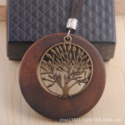 Manufactor wholesale woodiness Jewelry Necklace Retro Ethnic style Pendant sweater chain Pendant Explosive money Clothing Rope necklace