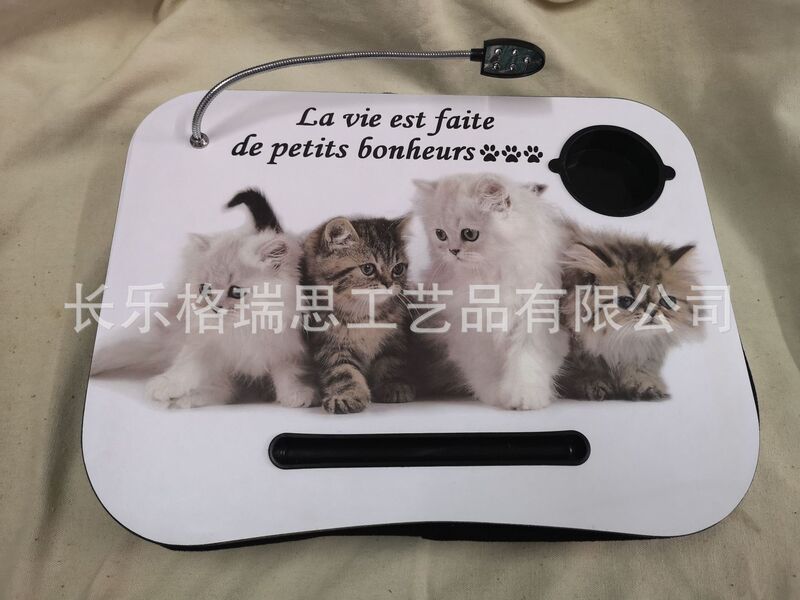 Lap Table with LED Light with Pen Slot and Cup Holder Replaceable Battery with Light Bed Computer Desk