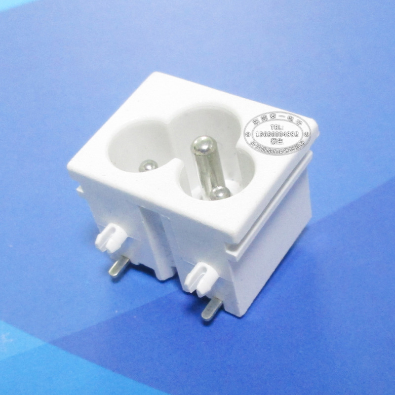 23*18白色梅花尾充电接口 两脚插板一脚地线环可焊线电源插座DB-6