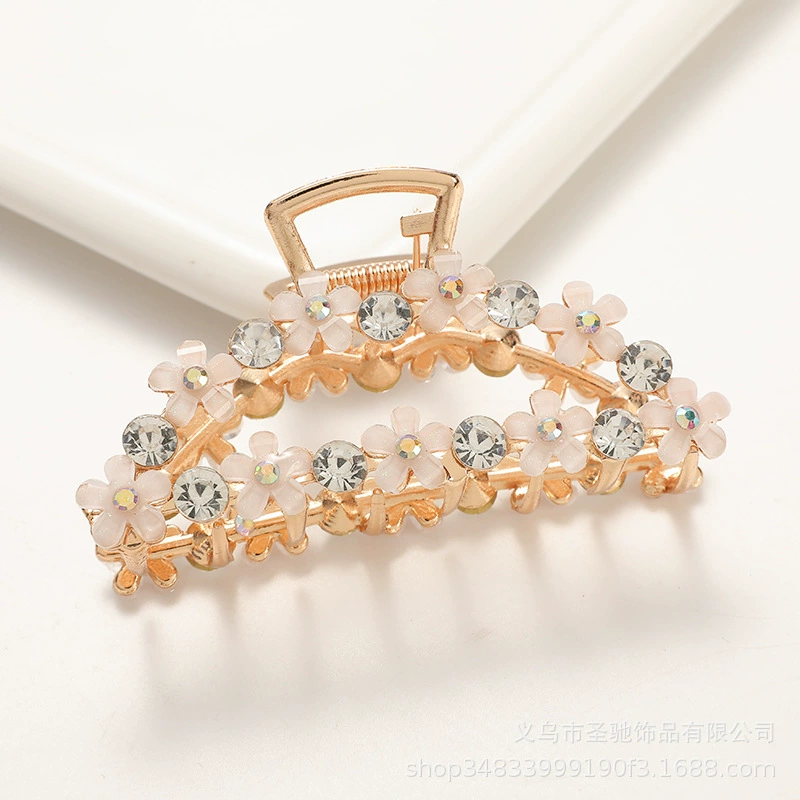 Пружинная зажимуха для волос в европейском стиле с rhinestones и эмалевыми цветами, 11,5 см