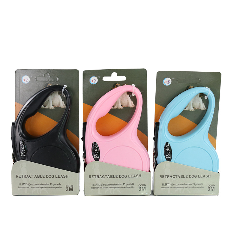 Fabricante en stock nuevo 3/5M correa de perro retráctil automático monocromo PET correa de perro correa de Mascota