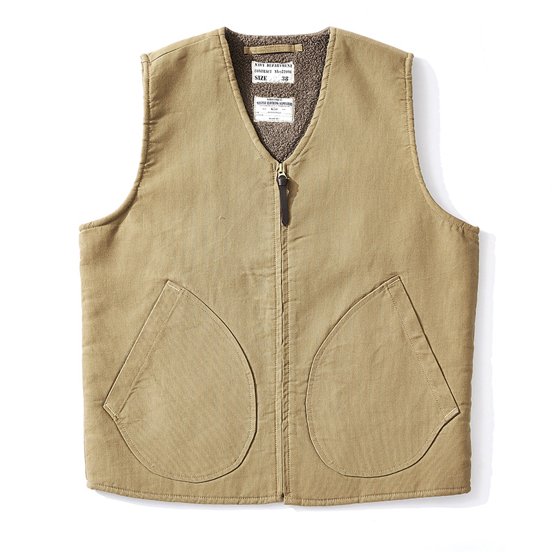 OKONKWO uniforme militar Marina DE LA Segunda Guerra Mundial Chaleco de lana de cordero forrado de lana engrosada Chaleco de los hombres ameikaji