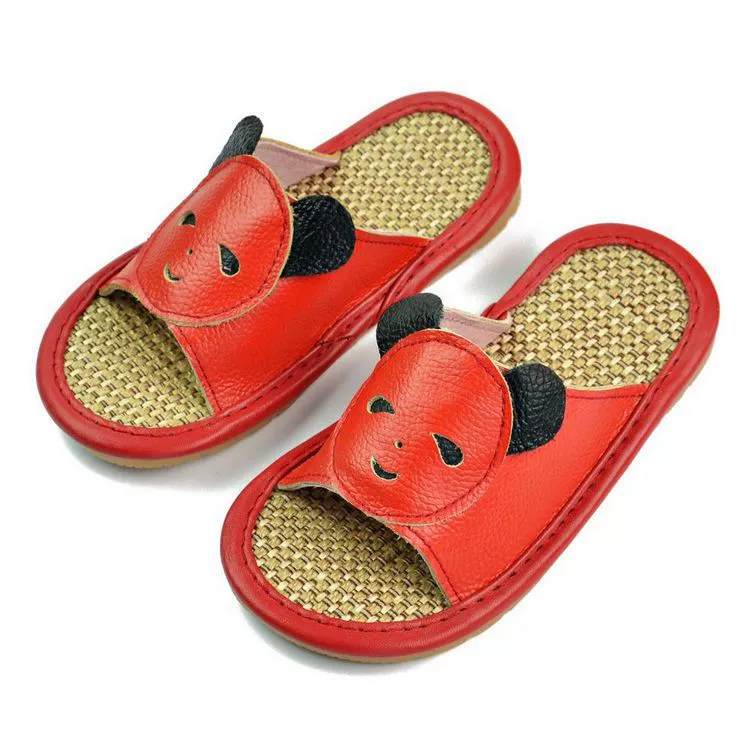 Летние Детские льняные тапочки, домашние милые домашние детские сандалии и тапочки, Экологически чистая нескользящая подошва из говядины
