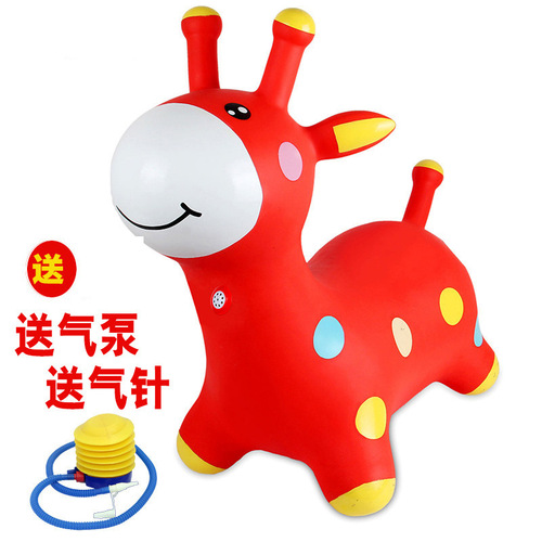 Haha ball jumping deer jingle inflatable jumping horse music children's leather horse thickened and enlarged with inflatable tool kit