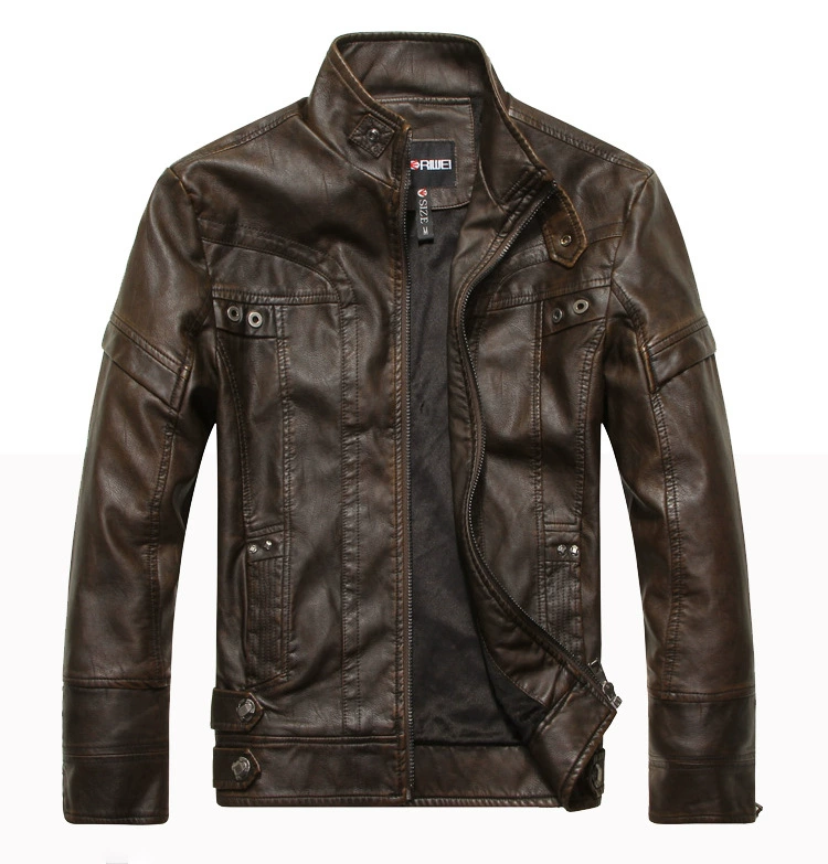 Men's PU Leather Motorcycle Jacket, Slim Fit, Velvet-Lined, European/American Style
