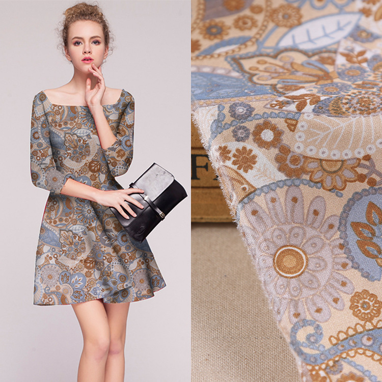 厂家直售 纺真丝印花 时尚面料 连衣裙衬衫羽绒服休闲服时装桌布