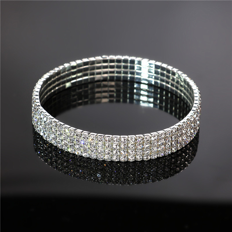 Simple crystalBracelet (10 rows of silver white diamond-k9)NHIM0653-10 rows of silver white diamond-k9