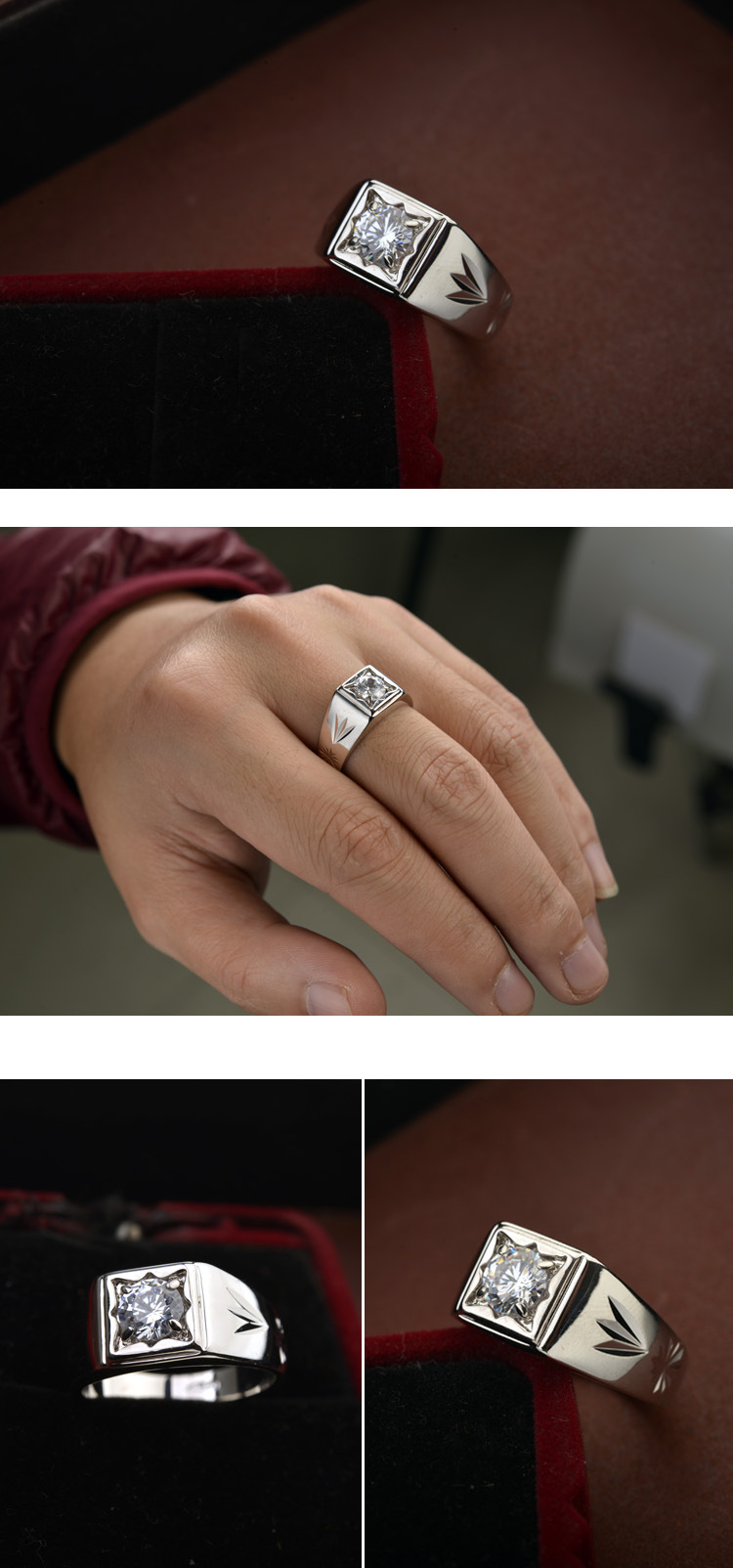 Fashion Style Handmade Simple Inlaid Zircon Men's Ring Popular New