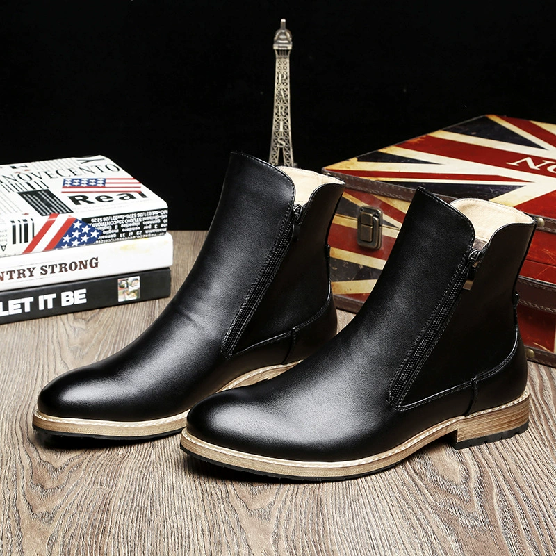 2022 зимние новые британские Ботинки Челси в стиле ретро, мужская обувь, короткие ботинки с круглым носком, кожаные ботинки на флисовой подкладке, Универсальные ботинки Martin