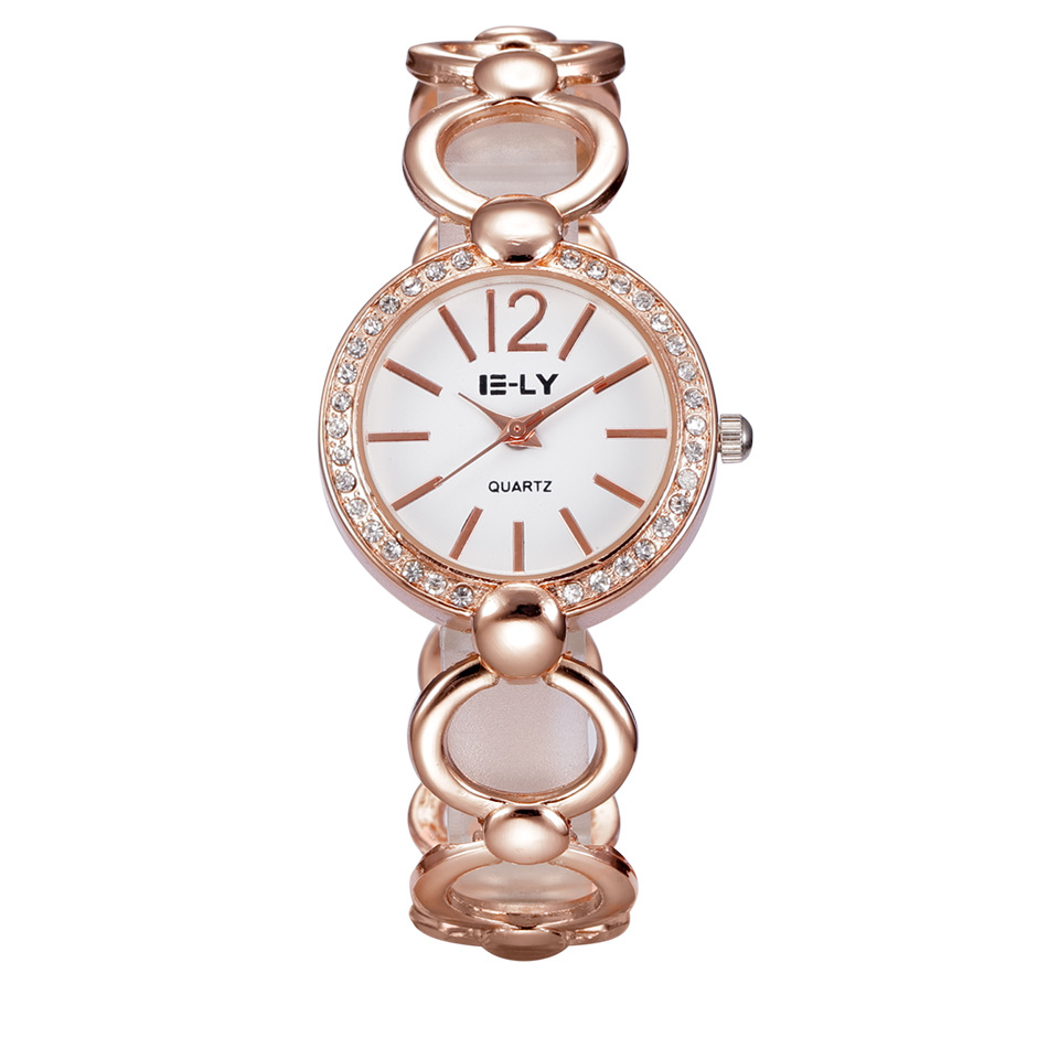 外貿爆款手錶女士時尚鑲鉆手鏈手錶韓國原單小表盤鏤空圓盤石英表