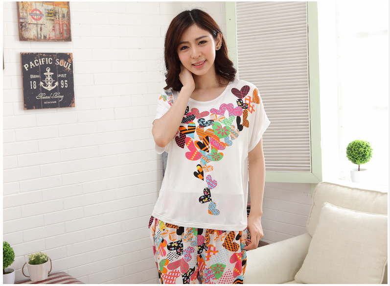 【夏季女睡衣短袖短裤套装春夏秋可爱卡通女士