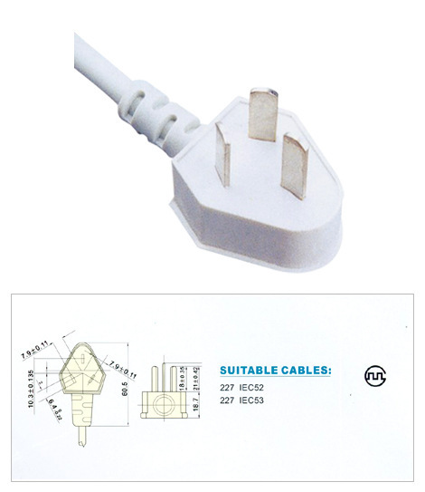 插头电线厂家国标3C蛇头10A6六角插头 AC16A电源线 插头电源线