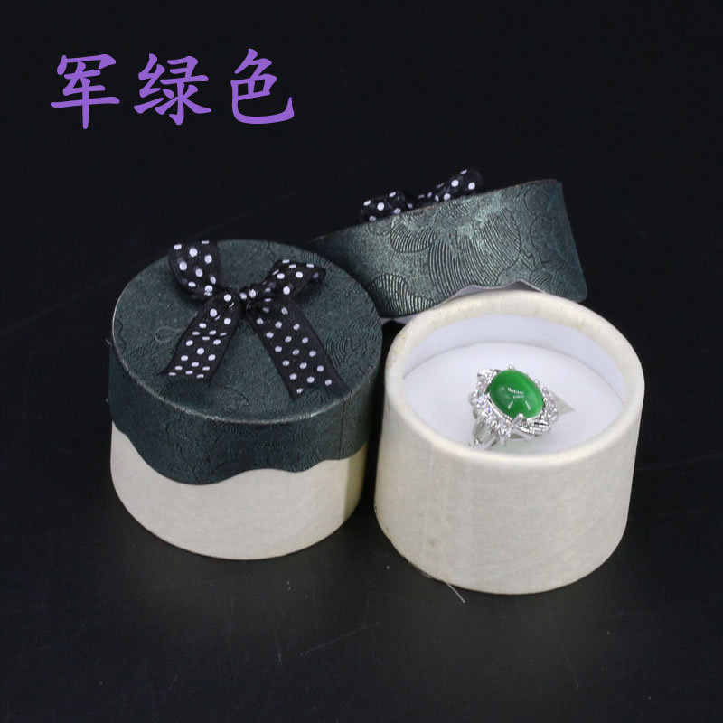 小圆形花边蝴蝶结戒指盒珠宝首饰礼品盒耳钉银饰品盒斑点蝴蝶花盒