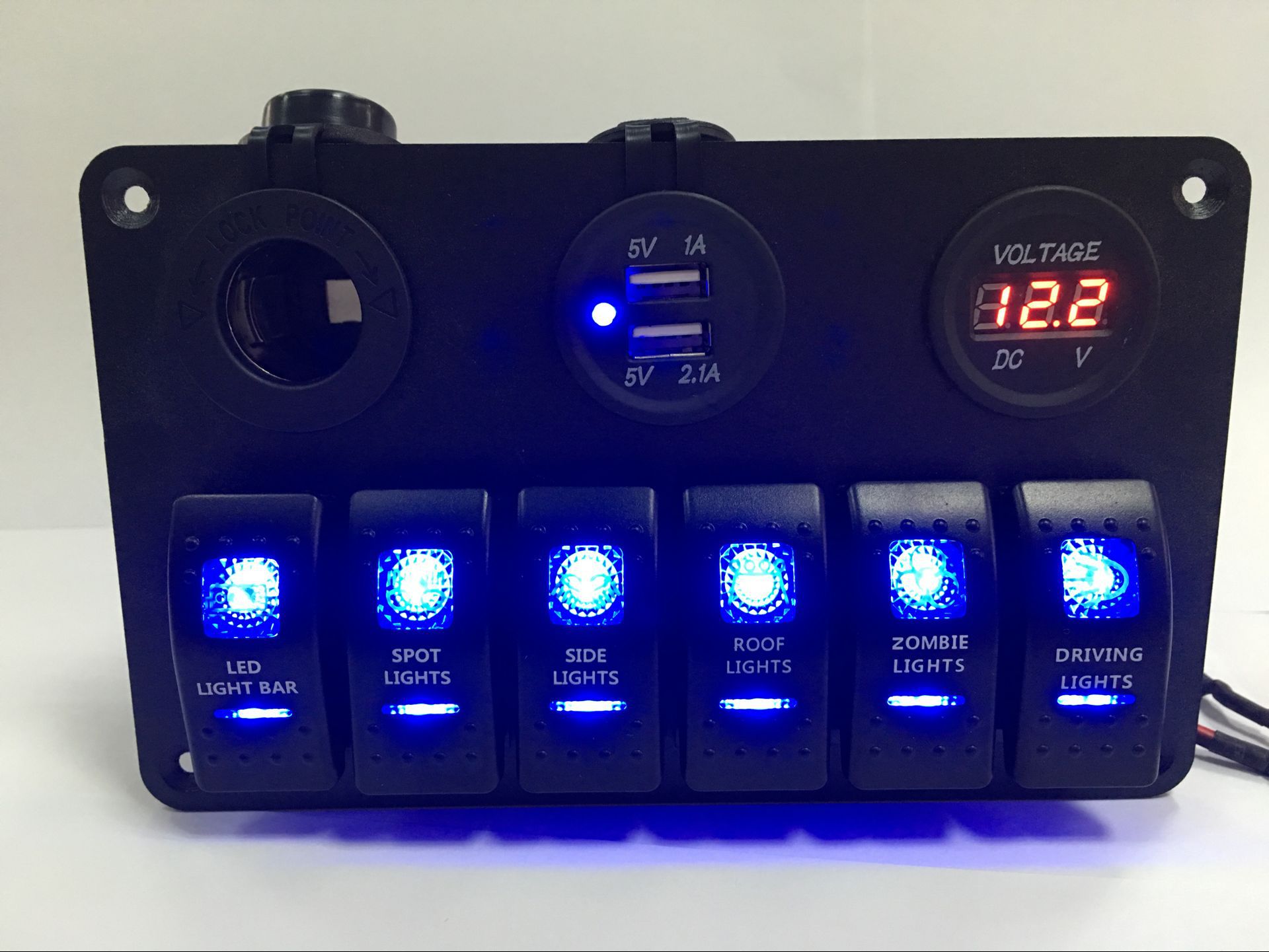 热销新款：车船通用组合面板开关 个性LED图标灯 12-24V 厂家
