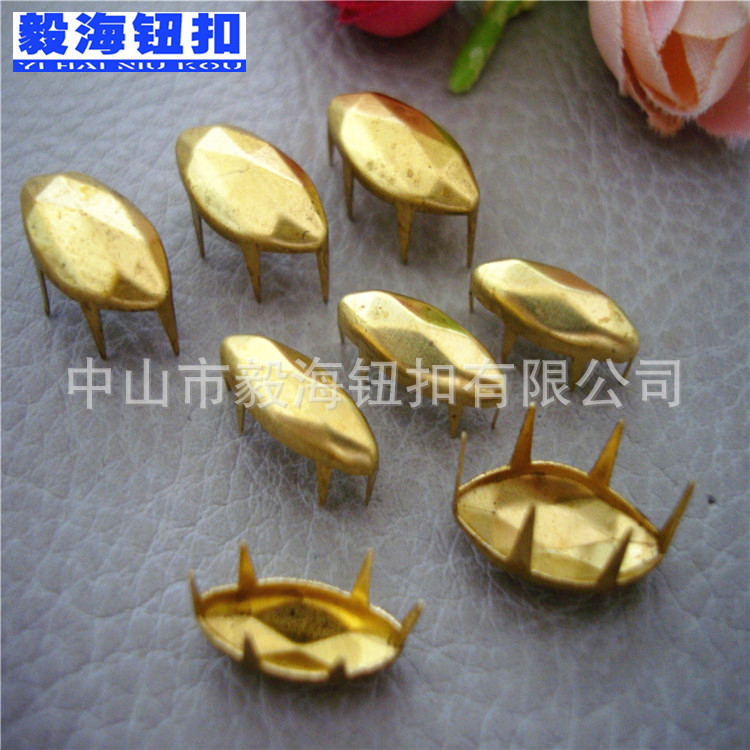 金属椭圆形六爪钉 纯铜爪珠 铜铁质DIY装饰箱包铆钉 不规则面抓钉