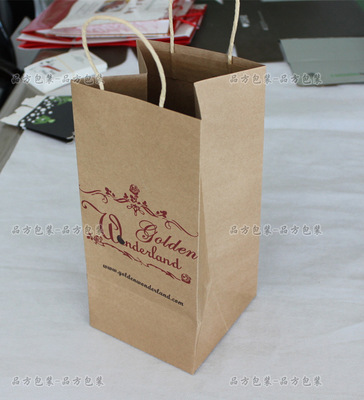 定做高档红酒包装纸袋 环保牛皮纸手提袋 义乌厂家定做 直销