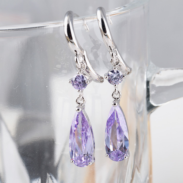 1 Pair Ig Style Simple Style Water Droplets Plating Inlay Copper Alloy Zircon Drop Earrings display picture 2