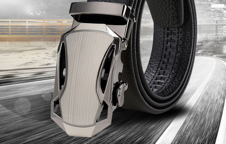 Men's Belt Automatic Buckle Litchi Pattern Scratch-resistant_voghion.com